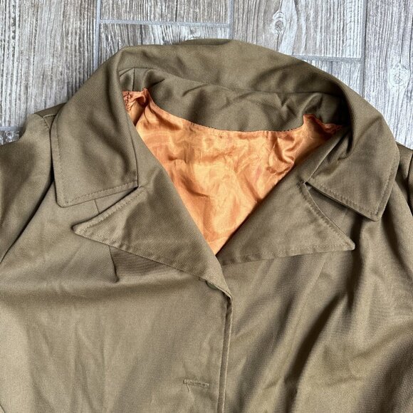 Vtg Trench Coat Womens S Military Overcoat‎ 70s Groovy Grunge Belted Hippie - Picture 4 of 7
